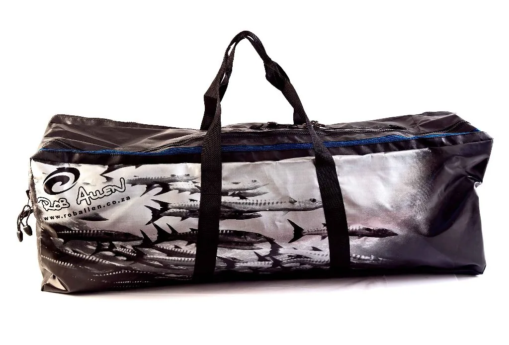 TANKER DIVE BAG - Black/Silver - SIDE FIN COMPARTMENTS & MASK POCKET(110 X 36 X 36cm)